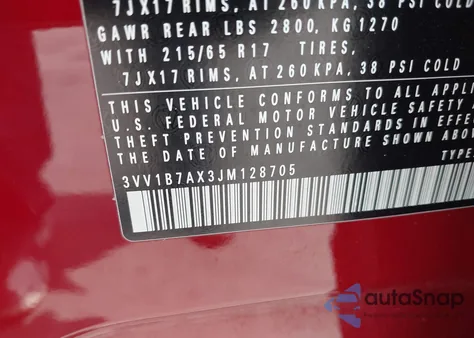 2018 Volkswagen Tiguan S из США, поврежденный, VIN 3VV1B7AX3JM128705